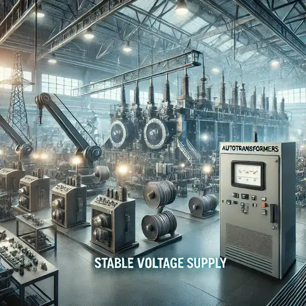 Dalle2025 01 3122.16.04 Afactorysettingwithindustrialequipmentsuchasmachinescompressorsandpressesallrunningsmoothlypoweredbyautotransformers.thescenes Talesgo.com